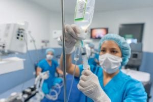 Nurse Preparing IV Equipment