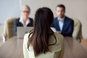 Woman interviewing for job